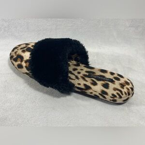 Victoria's Secret Signature Satin Slippers Leopard Animal Print Size L